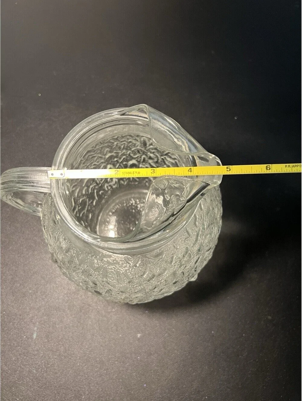 Anchor Hocking 1960s Lido Milano Clear Crinkle Ball Pitcher, 5x8.75”